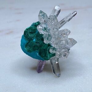 Chrysocolla Adjustable Raw Crystal Statement Ring • Luxury Natural Druzy
